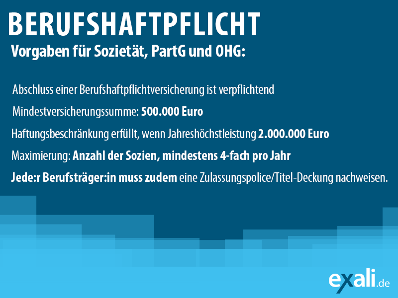Vorgaben zur Berufshaftpflichtversicherung für Sozietät, PartG und OHG seit Inkrafttreten der BRAO-Reform am 01.08.22.