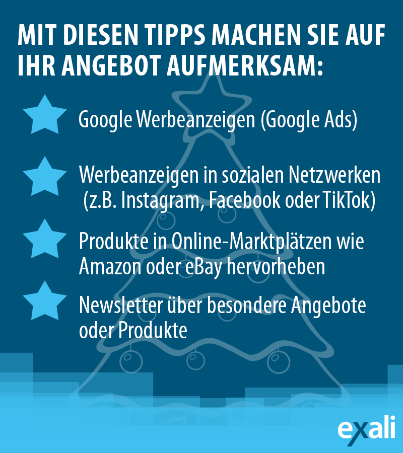 Übersicht mit Werbemöglichkeiten für Ihren Onlineshop