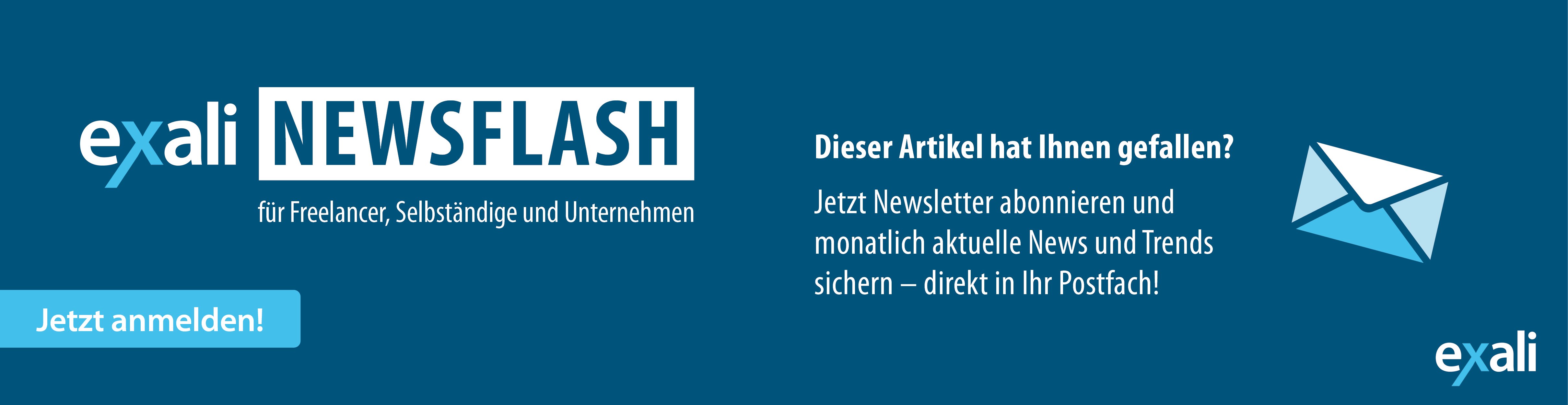 Abonnieren Sie jetzt den Newsflash von exali