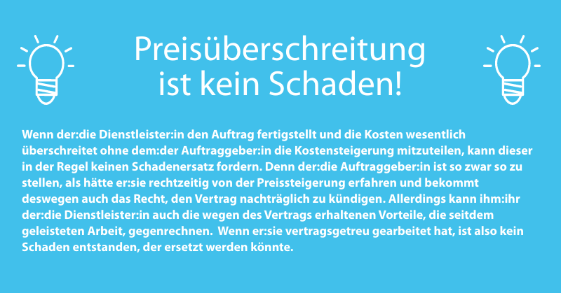 Preisüberschreitung ist kein Schaden